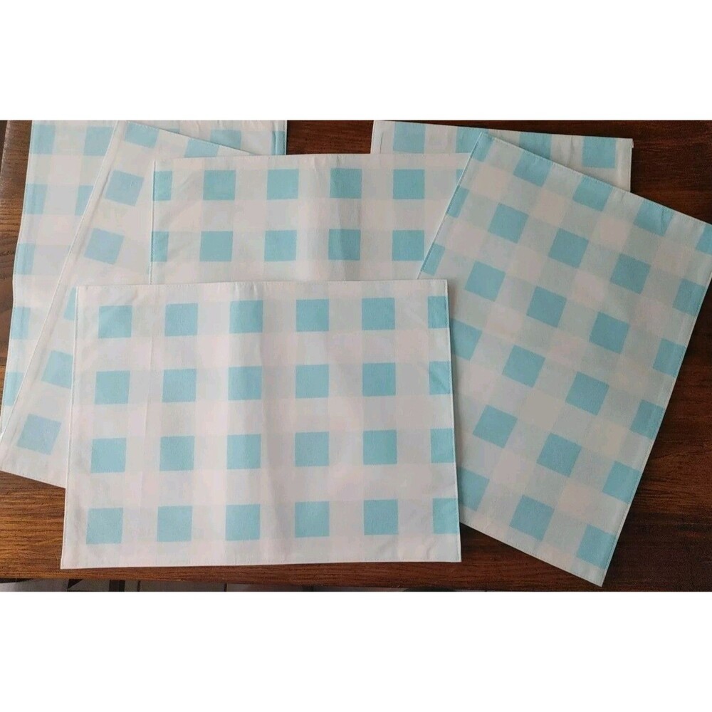 GINGHAM CHECK (6) Living Quarters Gingham Placemats Set Of 6 NWT